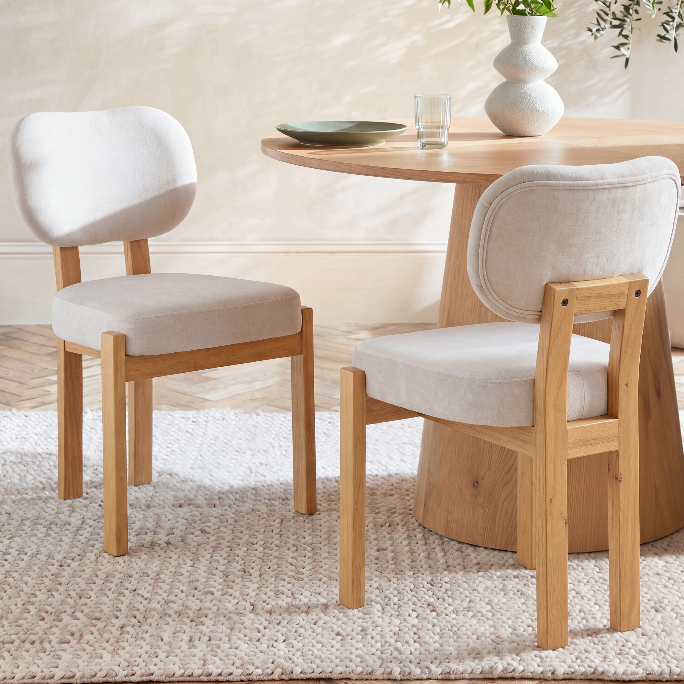 Dining Chairs Set of 2 Modern Upholstered Fabric Side Chairs With Solid Wood Frame Comfortable Padded Seat&Backrest