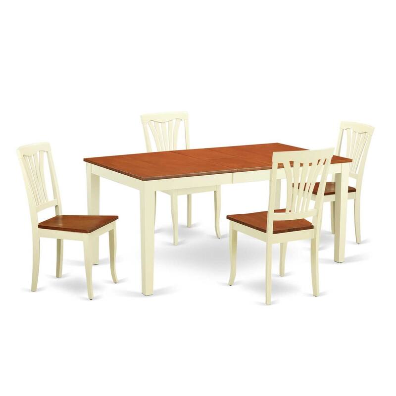Rustic Dinette Set for 4 - 5 Piece Kitchen Table & Chair Set - Rectangle Table with Leaf