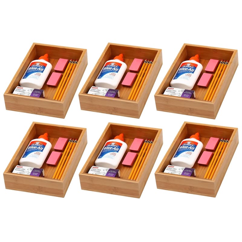 YBM Home Bamboo Kitchen Drawer Organizer Storage Box (Set of 6),