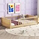preview thumbnail 5 of 66, Twin Size Floor Bed Frame for Kids Bed with Fence Guardrails Endbed Storage Splint Platform Bed - Available with or without Door