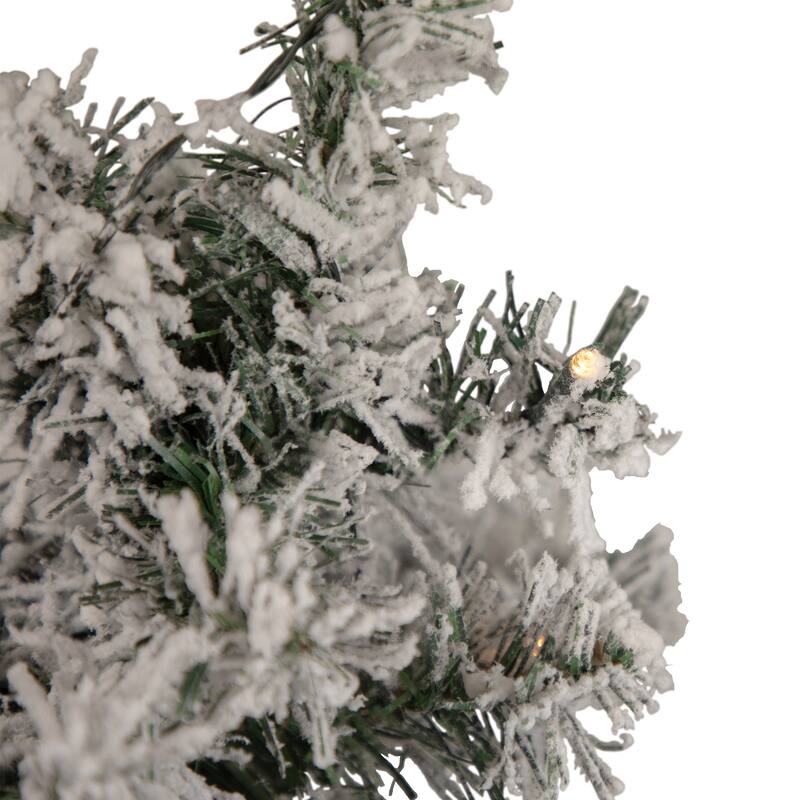 2' Medium Flocked Bristol Pine Artificial Christmas Tree Clear Lights - 2 Foot