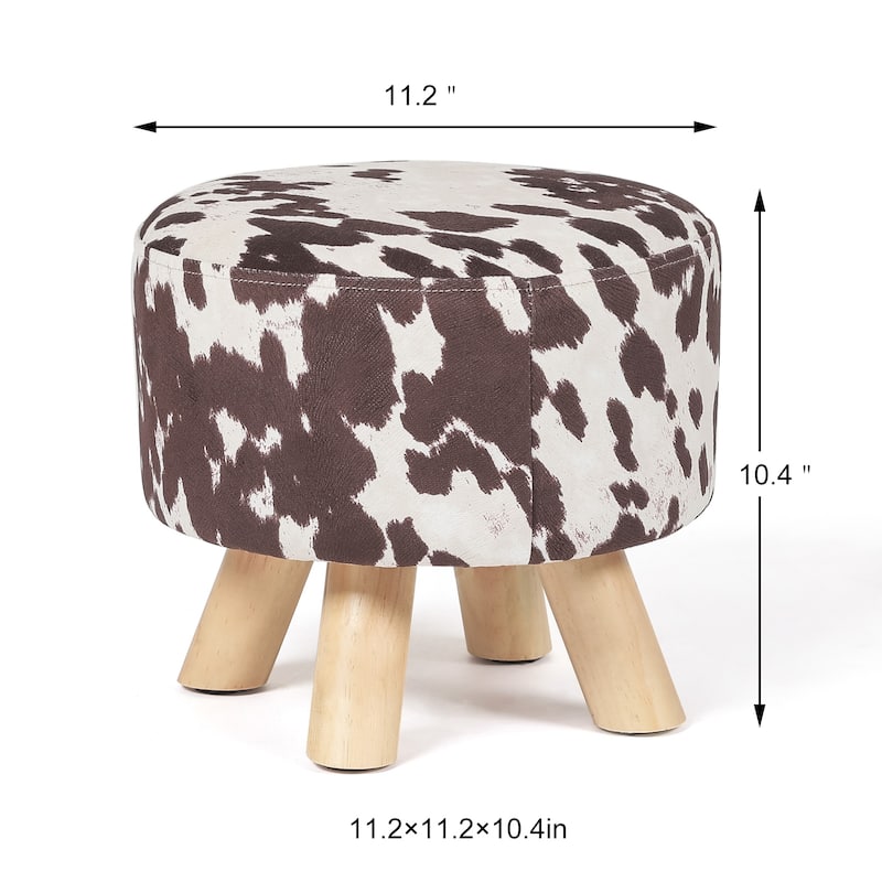 Adeco Cow Fabric Ottoman Bench Stool