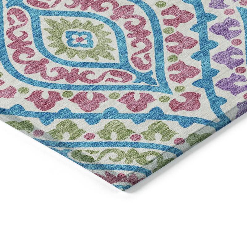 Machine Washable Indoor/ Outdoor Chantille Ttransitional Medallion Rug