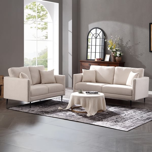 Morden Fort Loveseat Sofa Set,2-Piece Modern Living Room Furniture Set ...