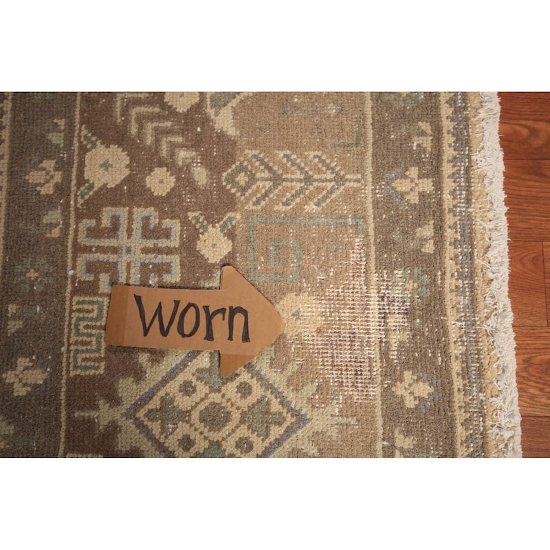 All-Over Tabriz Persian Vintage Area Rug Hand-Knotted Wool Carpet - 9'10" x 12'7"
