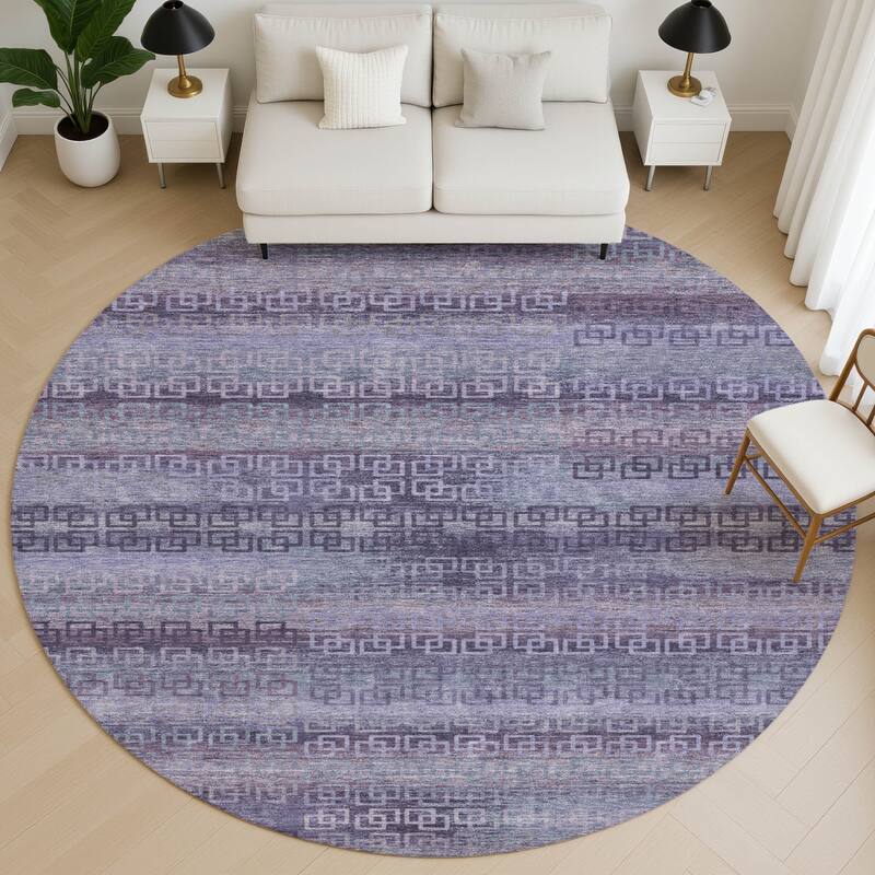 Premium Washable Super Soft Modern Stripe Mayfield Rug - Plum - 8' x 8'