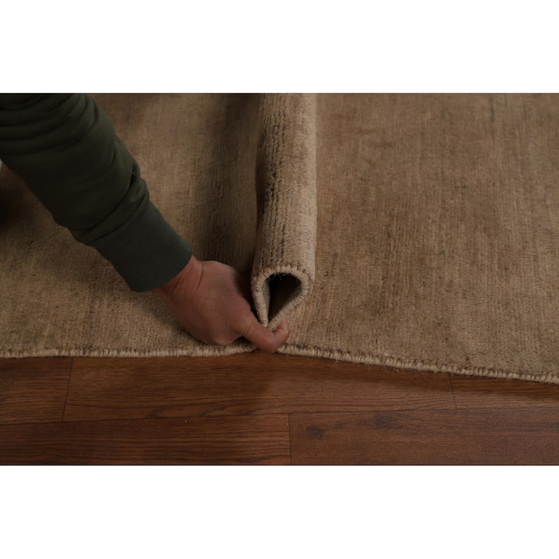 Brown Solid Gabbeh Oriental Area Rug Handmade Wool Carpet - 6'9" x 10'0"