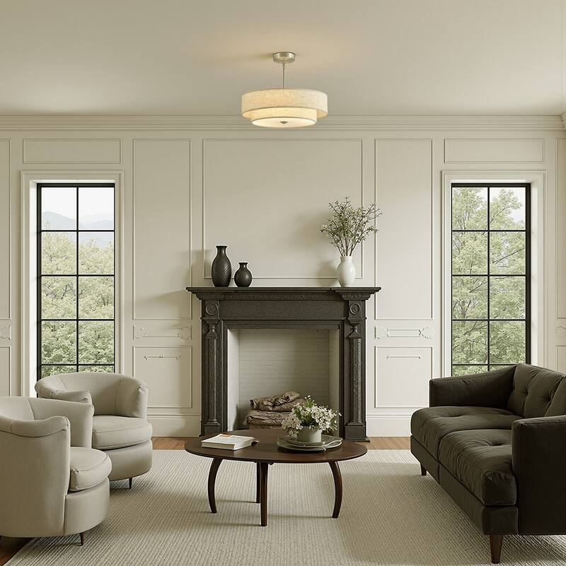 CO-Z 18 in 4-Light Dimmable Semi Flush Mount Fabric Ceiling Light Pendant - 18"