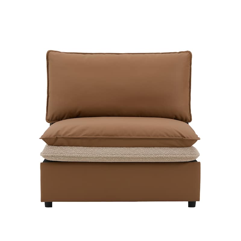 Modular Armchair with Dual Cushions - Dark Orange