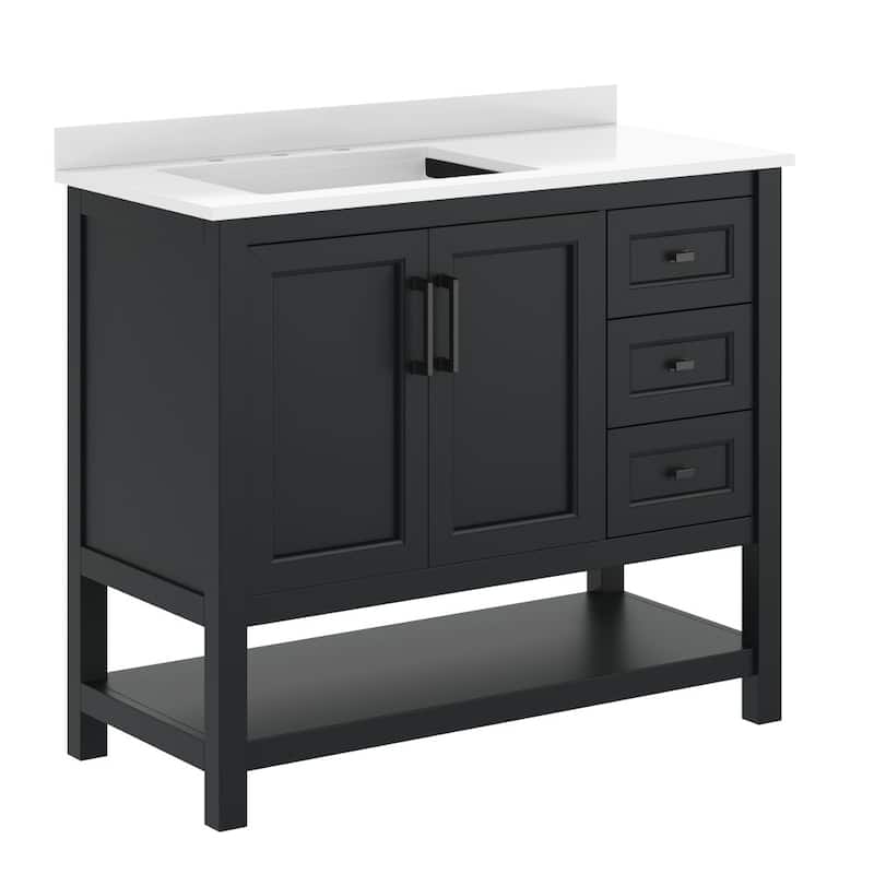 Bathroom Vanity with Sink, Open Storage, and Storage Drawers