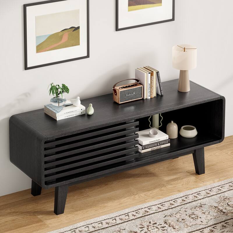 TV Stand Entertainment Center with Storage Cabinet and Sliding Door
