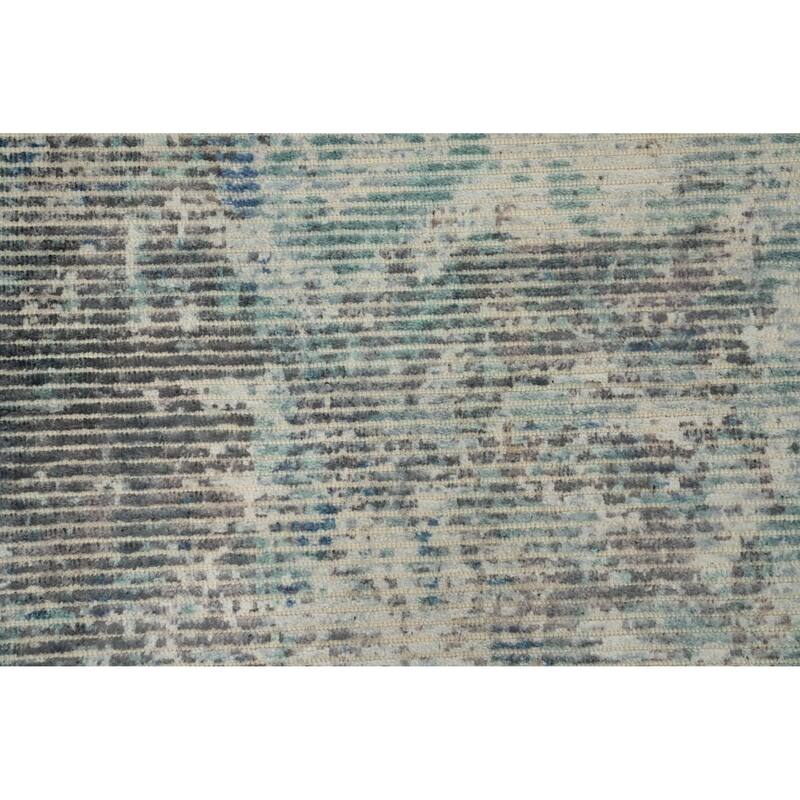 Hand Knotted Oriental Viscose Silk Carpet Modern Abstract Greys & Charcoal Abstract Area Rug - 7' 8'' X 5' 5''