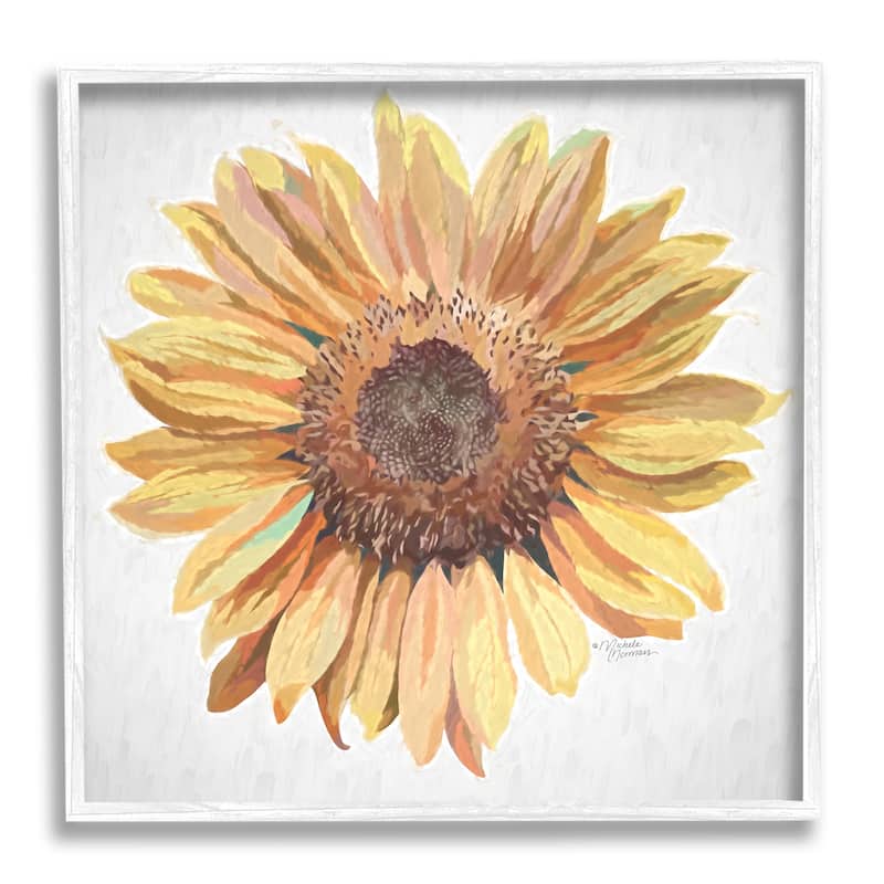 Stupell Vivid Yellow Sunflower Petals Aerial View Flower Framed Wall Art, Design by Michele Norman - 24 x 24 - White