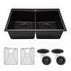 preview thumbnail 1 of 36, Lexicon Platinum Quartz 33 Inch Double Equal Bowl Undermount Kitchen Sink with Bottom Grids and Strainers , Disposal Flange