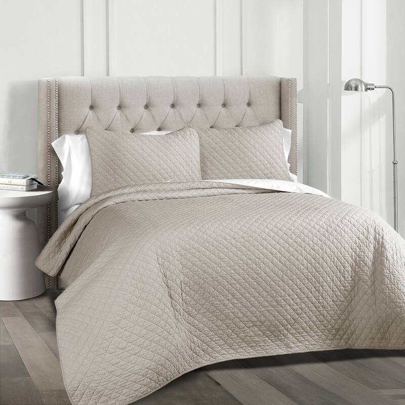 Copper Grove Balm Diamond Oversized Cotton 3-piece Quilt Set - Gray - California King - 3 Piece