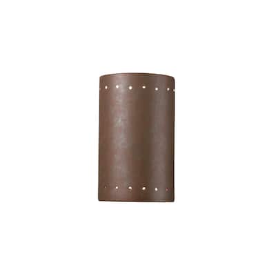 Justice Design Ambiance Small Cylinder w/ Perfs Outdoor Closed Top & Bottom Wall Sconce