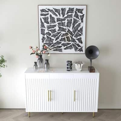 3-Door Buffet Cabinet Sideboard with Gold Handles