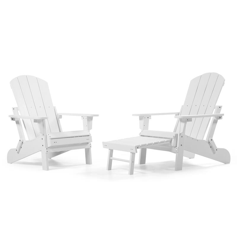 Seaton Folding Poly Adirondack Chair with Pull-out Ottoman, Set of 2