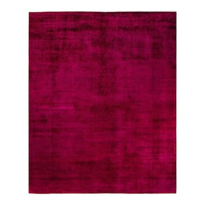 Overton Hand Knotted Wool Vintage Inspired Modern Contemporary Overdyed Pink Area Rug - 8' 3" x 10' 4"
