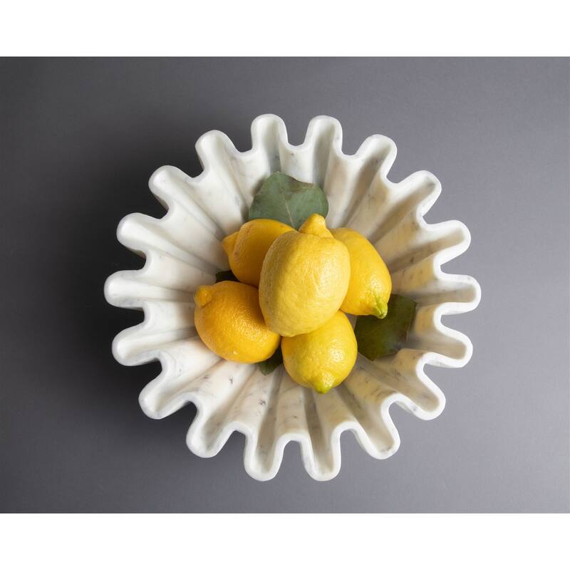 Marble Fine Carved Lotus Bowl 12"Dia