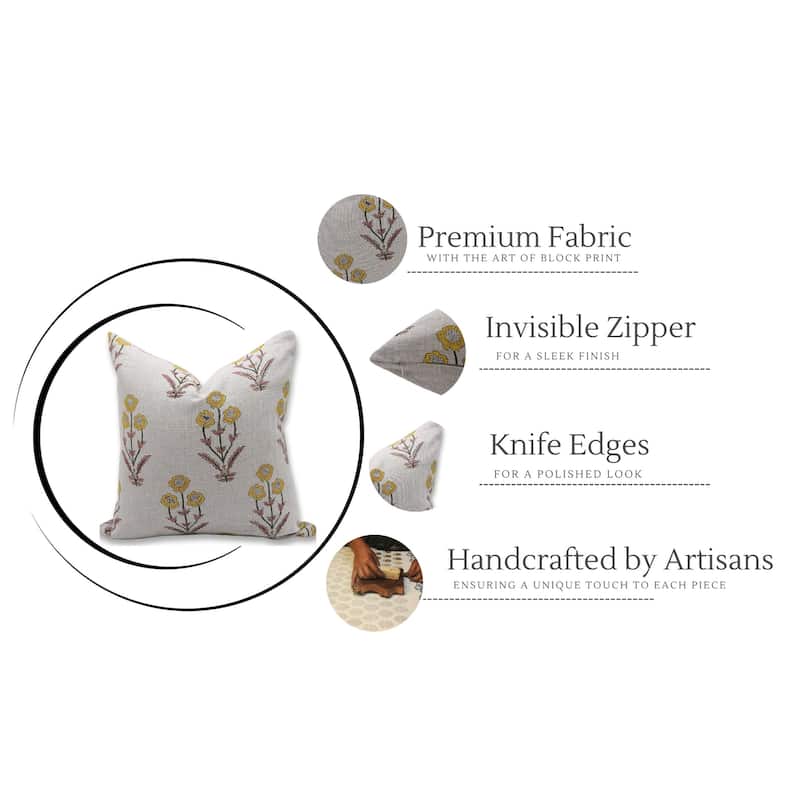 Fabdivine Linen Bohemian Block print pillow Cover