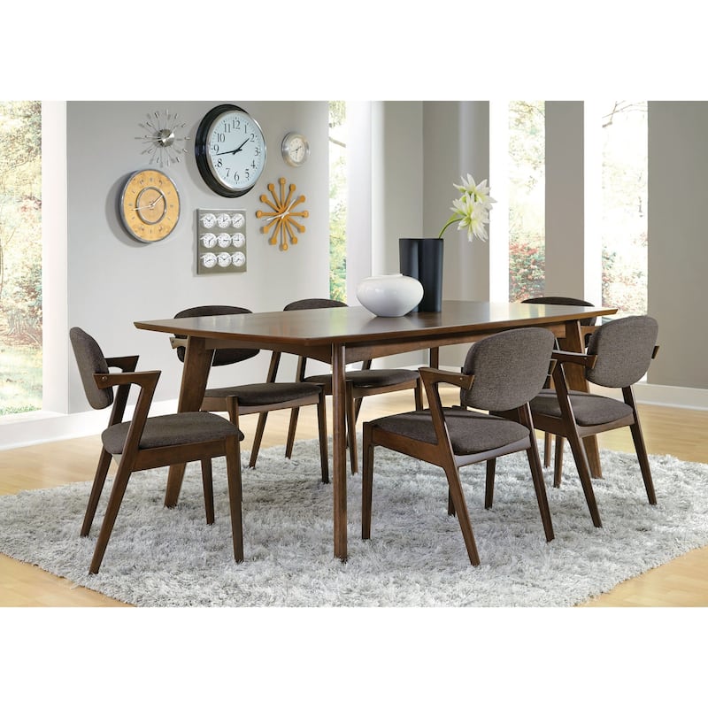 Set of 2 Dining Side Chairs in Grey and Dark Walnut