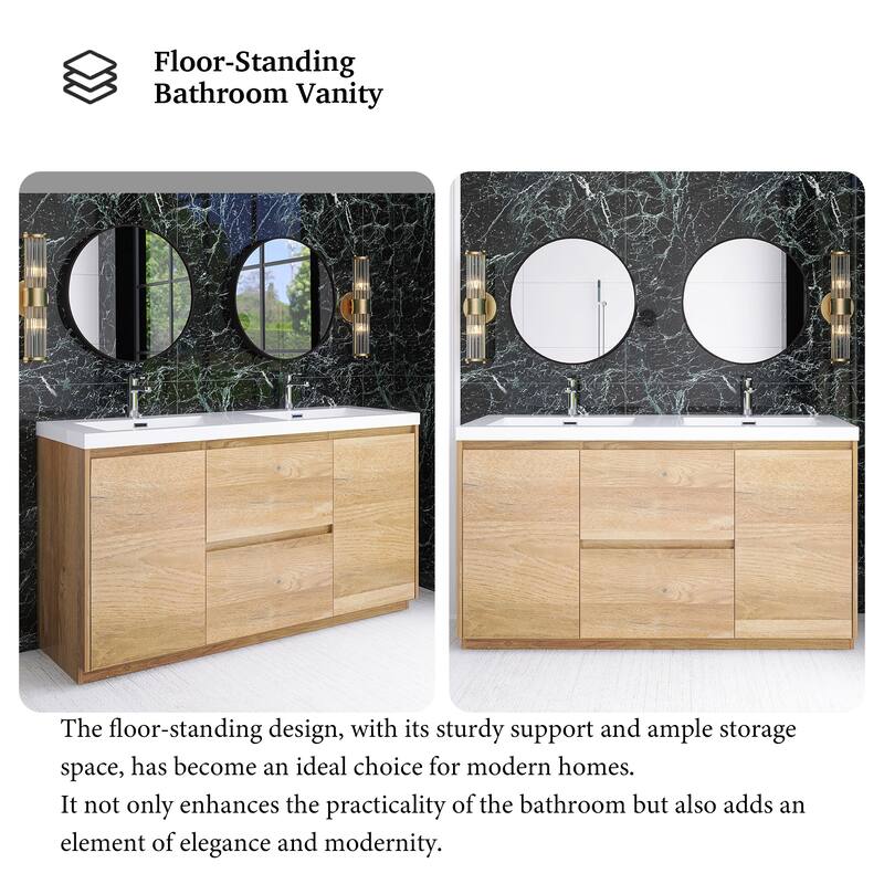 Floating Bathroom Vanity with Integrated Resin Top