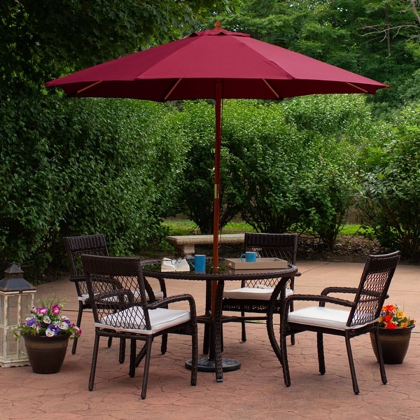 burgandy patio umbrella 8.5ft Outdoor Patio Market Umbrella with Wooden Pole, Burgundy