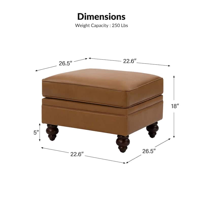 Irene Contemporary Genuine Leather Water Resistant Ottoman by HULALA HOME