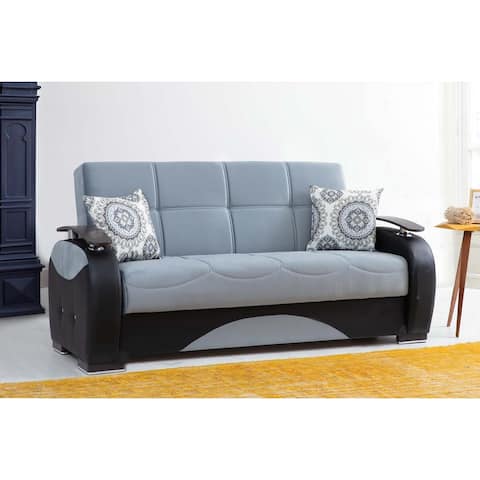 Kentucky Blue and Black Upholstered Convertible Loveseat with Storage