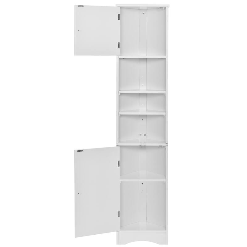 GDFStudio - Evelyn Tall Corner Bathroom Cabinet with Adjustable Shelves and Space-Saving Design