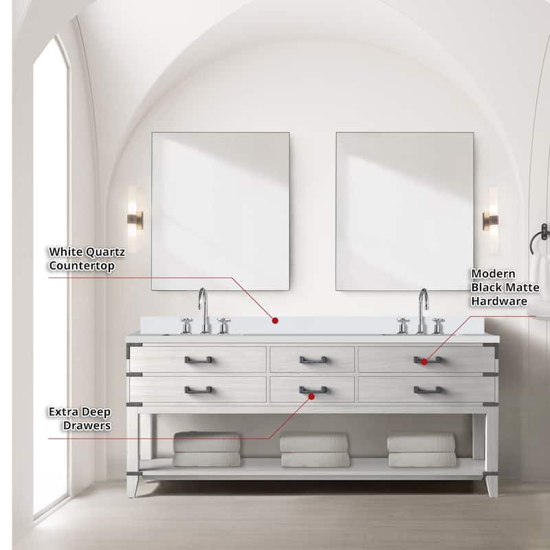 Norwalk Bath Vanity with Quartz Top, Sink, Mirror and Faucet