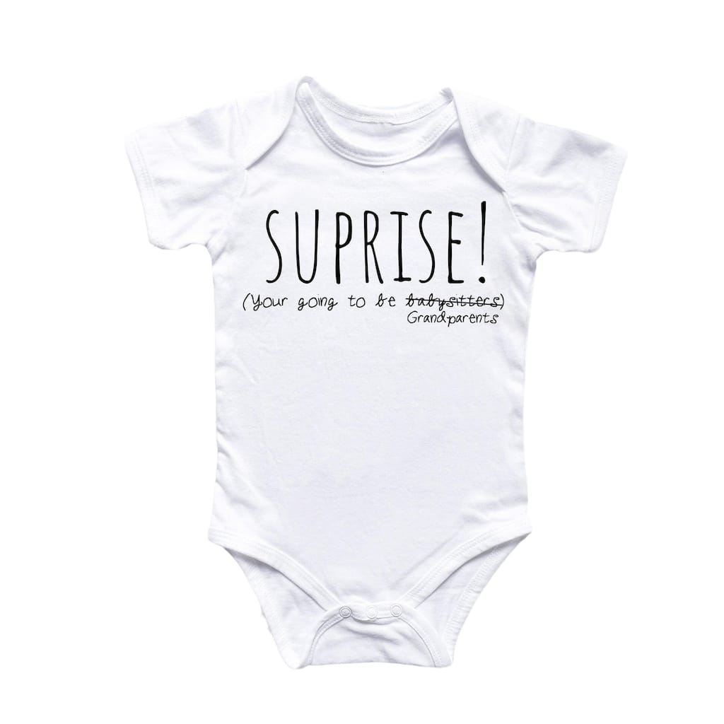 Suprise Announcement - Baby Boy Girl Clothes Infant Bodysuit Funny Cute Newborn