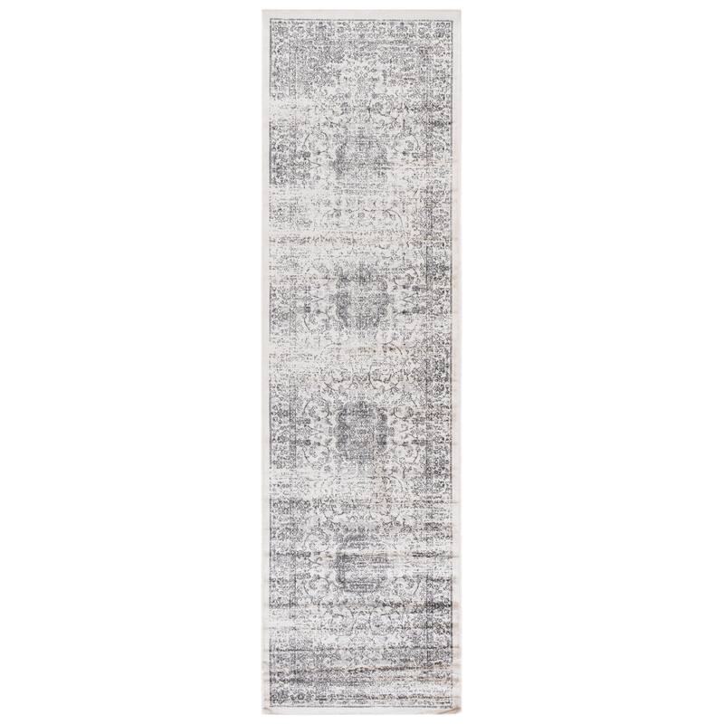SAFAVIEH Atlas Giacinta Vintage Oriental Viscose Rug - 2'2" x 8' Runner - Ivory/Grey