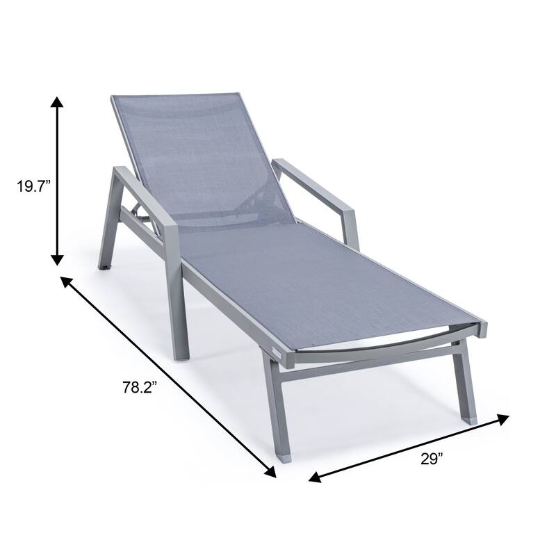 Marlin Aluminum Outdoor Chaise Lounge with Rust-Resistant, 4-Position Adjustable Recliner and Breathable Mesh Sling