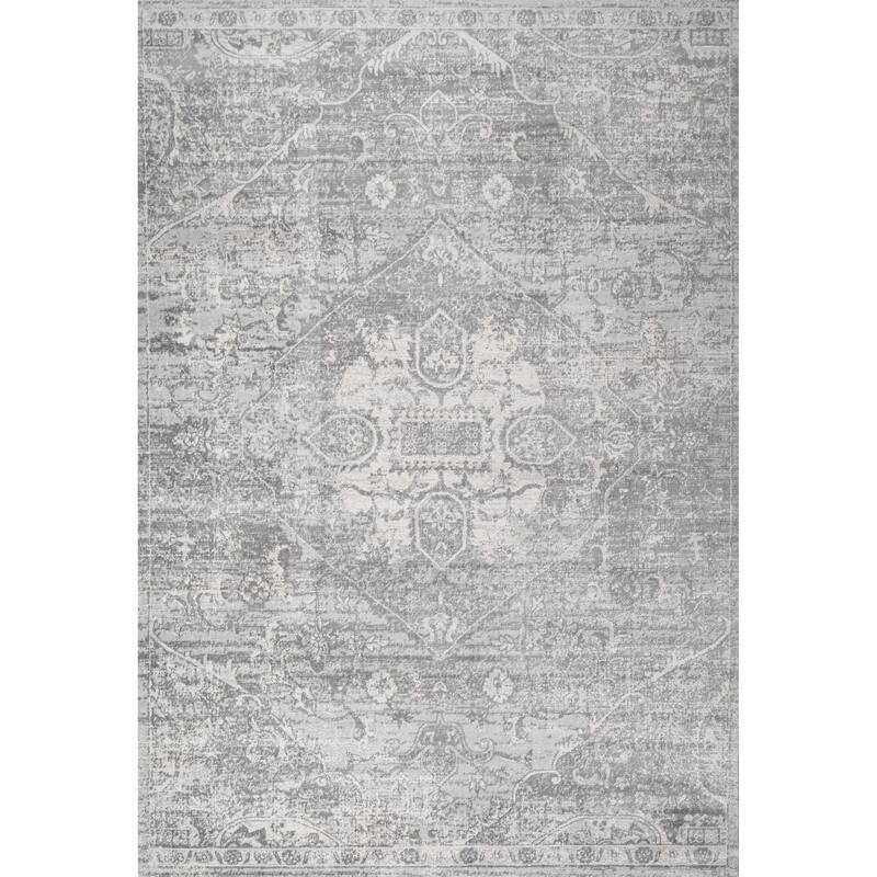 JONATHAN Y Traditional Persian Vintage Medallion Area Rug - 4 X 6 - Light Gray