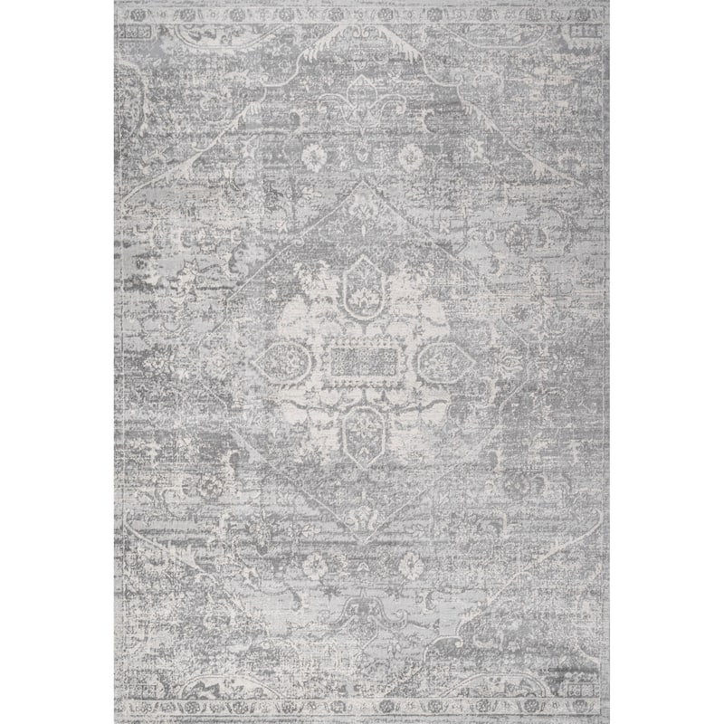 JONATHAN Y Traditional Persian Vintage Medallion Area Rug - 8 X 10 - Light Gray