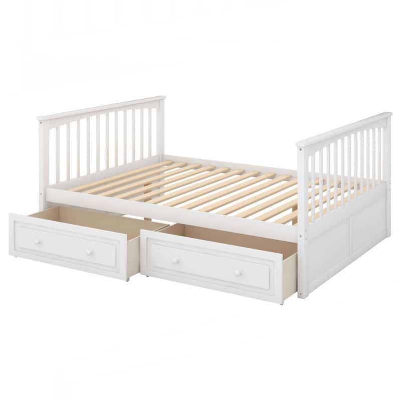 Full over Full Bunk Bed with Drawers, Convertible Beds