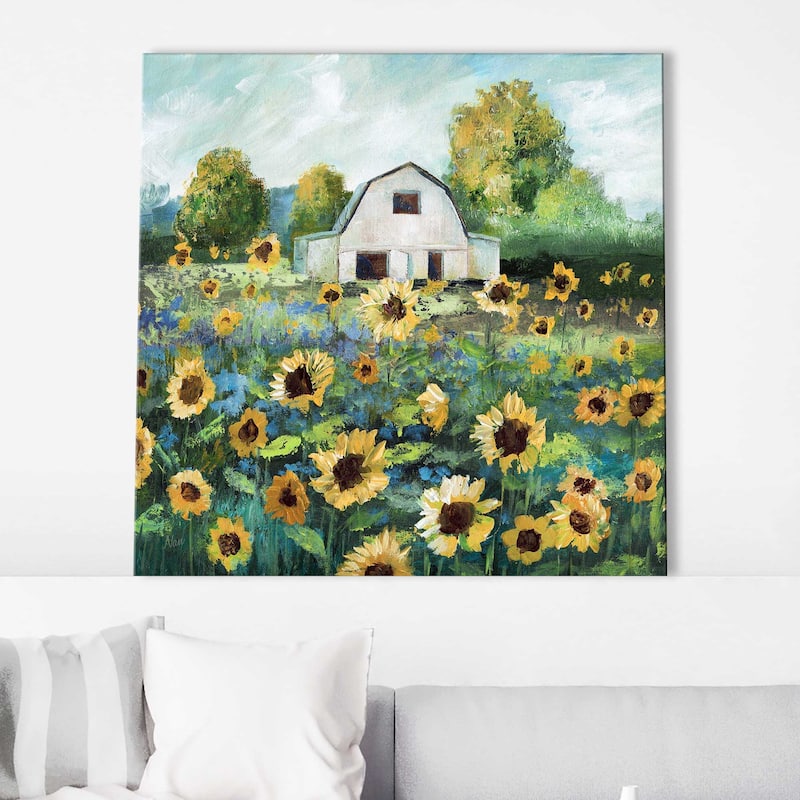 "Sunflower Barn" by Nan Print on Canvas