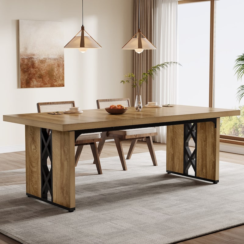 71" Modern Industrial Dining Table for 6-8 People - Brown