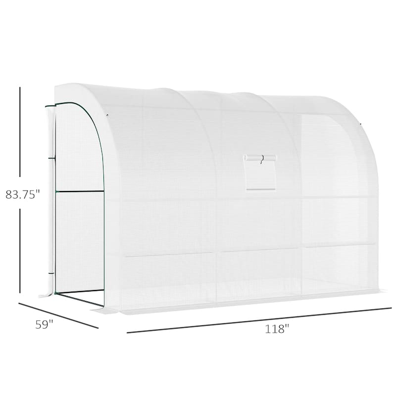 Outsunny 10' x 5' x 7' Outdoor Walk-In Greenhouse, Plant Nursery with Zippered Doors, PE Cover and 3-Tier Shelves