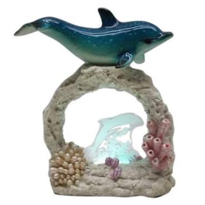Q-Max 6.5"H LED Dolphin on Coral Statue Fantasy Decoration Figurine
