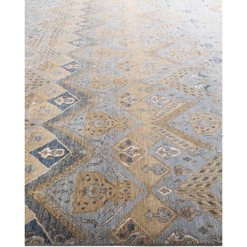 Ikat One-of-a-Kind Hand-Knotted Area Rug - Gray, 9' 1" x 11' 10" - 9' 1" x 11' 10"