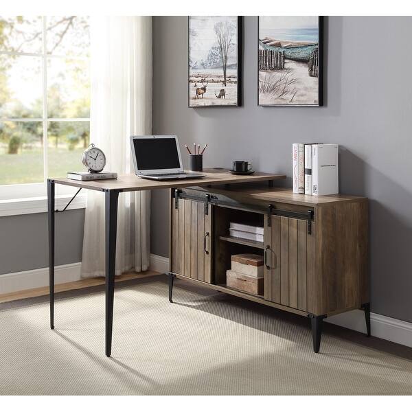 LShaped Writing Desk with Storage and Cable Management
