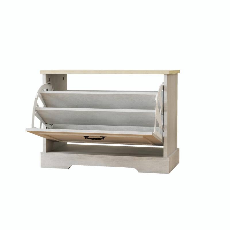 Shoe Storage Bench with 1 Flip Drawer and Adjustable Shelf