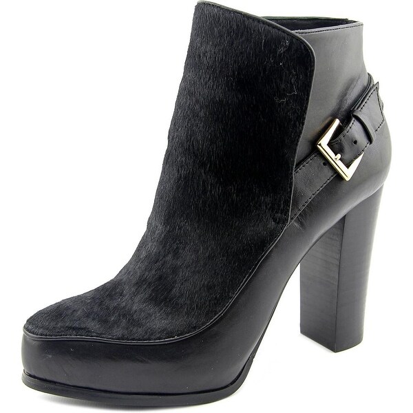 Nicole Miller Flora Women Pointed Toe Leather Black Ankle Boot