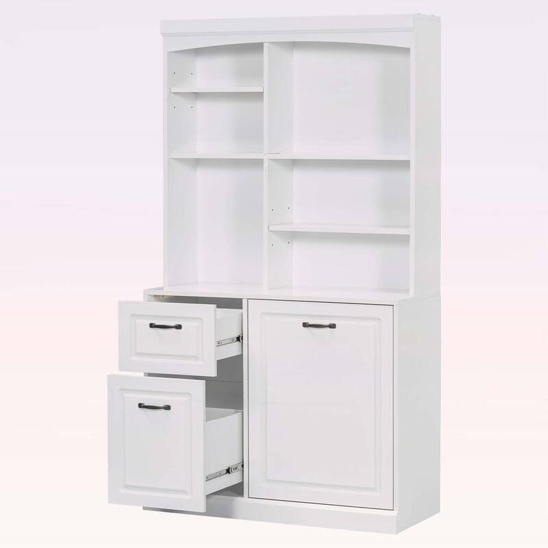 Multi-Functional Bathroom Storage Cabinet with Tilt-Out Hamper,with Drawers & Adjustable Shelves