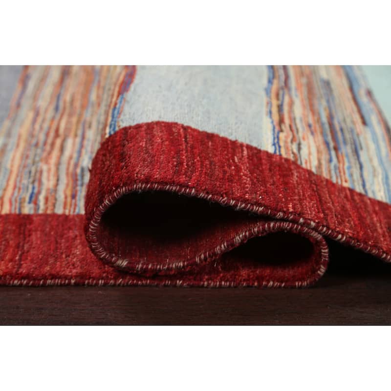 Striped Gabbeh Kashkoli Oriental Runner Rug Hand-knotted Wool Carpet - 2'9" x 10'4"