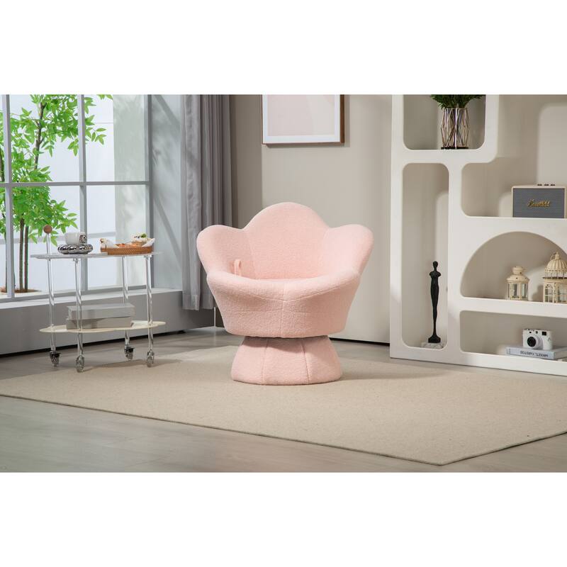 360 Swivel Modern Armchair Salon Chair TV Chair with Plush Cushioning for Living Room Bedroom or Office - Pink