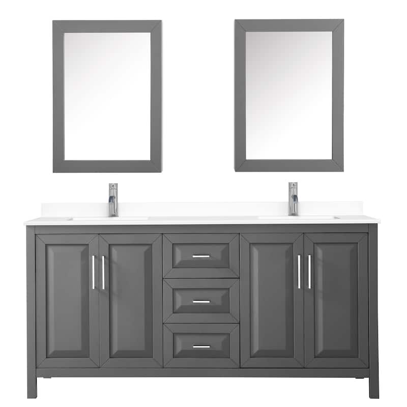 Daria 72 Inch Double Vanity, Cultured Marble Top, Medicine Cabinets